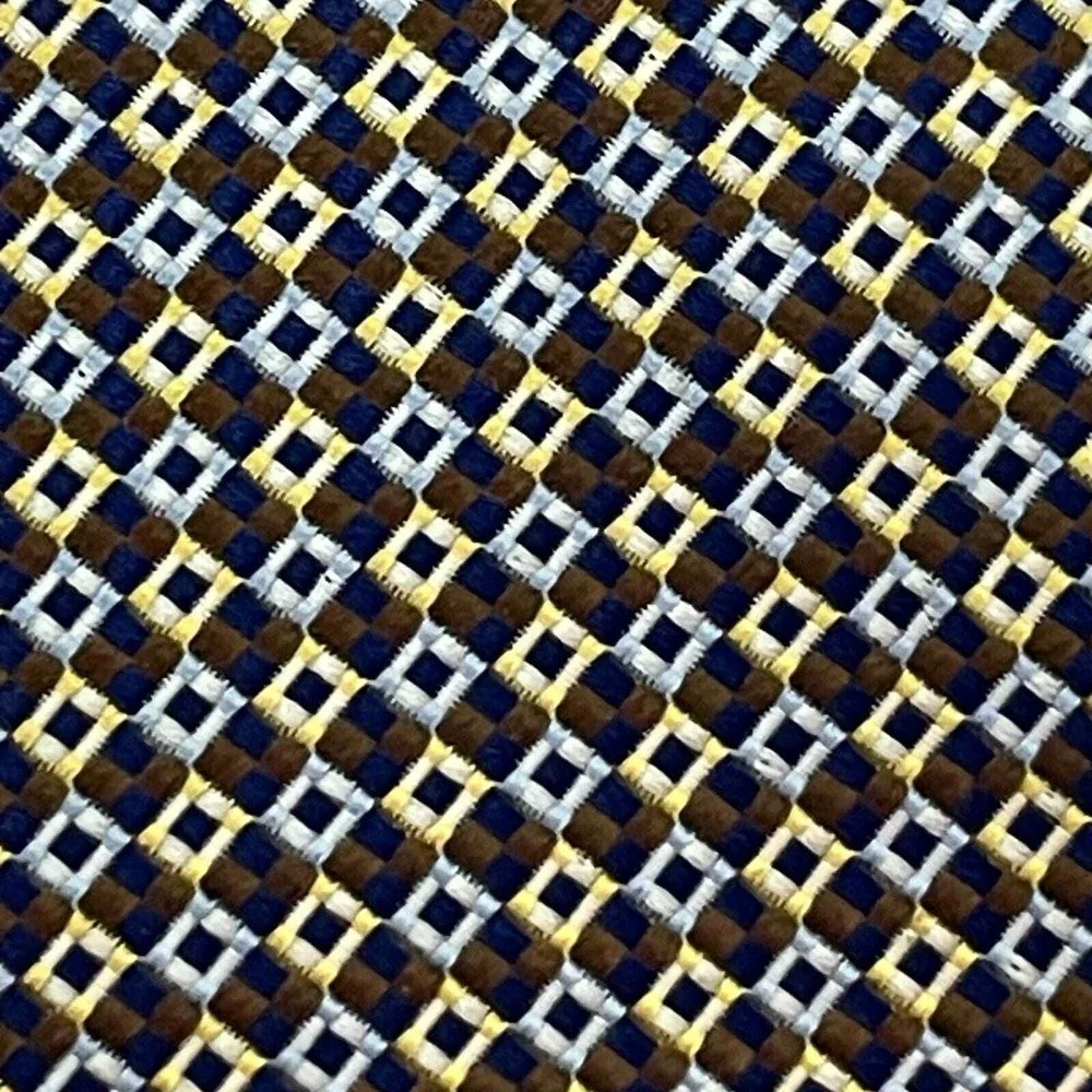 Charles Hill English Silk Neck Tie‎ England Check Brown Blue Gold